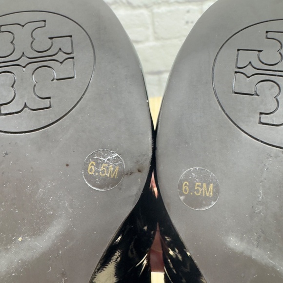 TORY BURCH Wedge Pumps Black Eddie Round Toe Heel Sz 6.5 Shoes - Picture 9 of 13